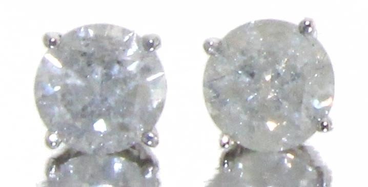 1.00Cts Genuine Natural Untreated Diamond Stud Earrings In Solid 10K White Gold