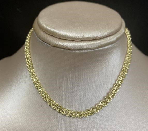 Signed 18" 14k Yellow Gold Diamond Cut Rope Chain Necklace - Gorgeous and Elegant