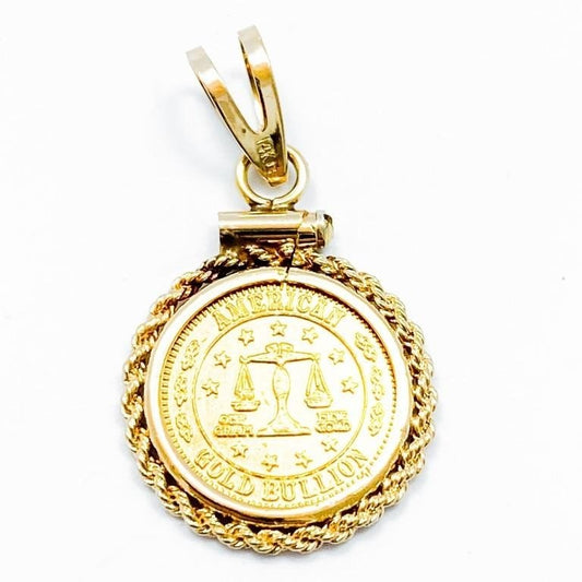 14k Gold Pendant Beautiful Libra 1 Gram American Gold Bullion Coin