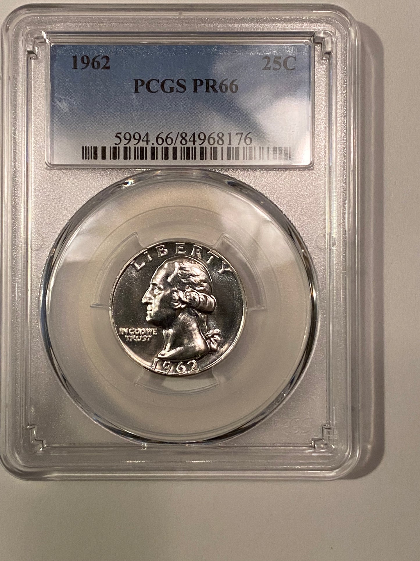 PR66 1962 25C Washington Silver Proof Quarter, PCGS Secure- Beautifully Toned