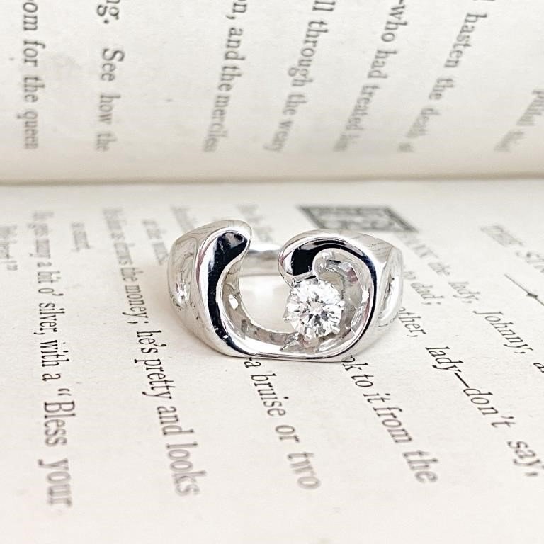 Brilliant .5 CT Diamond 14k Men's White Gold Statement Ring Modern - Verified!!!