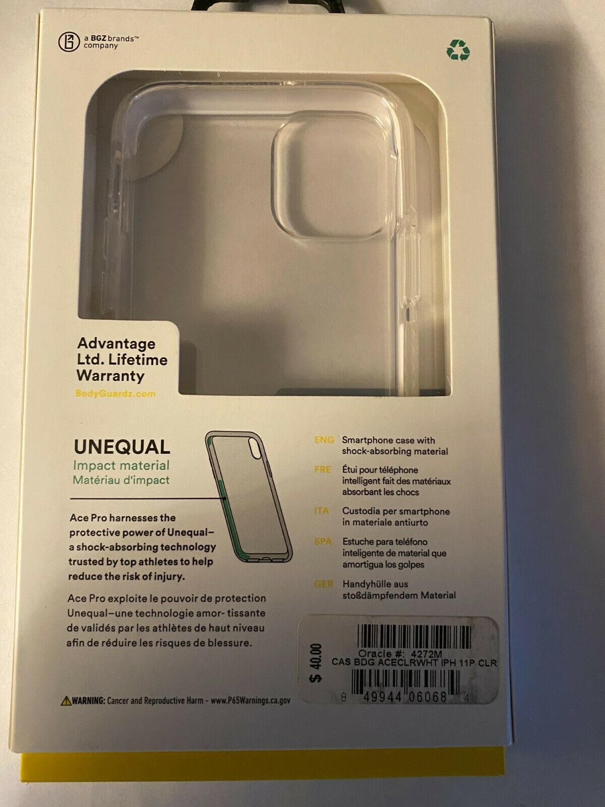 New Bodyguardz Ace Pro Case for Apple iPhone 11 Pro - Clear White