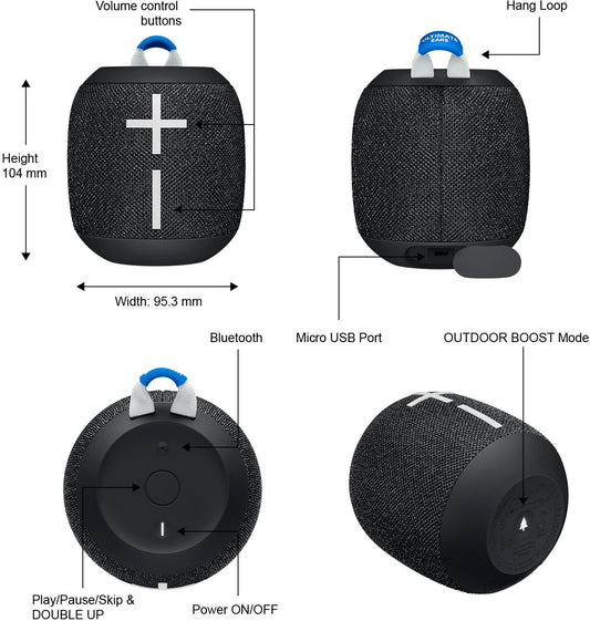 Ultimate Ears WonderBoom 2 Wireless Speaker Model #S0G174 (No Power Cord)
