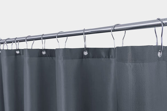 Biscaynebay Hotel Quality Fabric Shower Curtain Liner 72 Inch by 72 Inch, Dark Grey Water Resistant Bathroom Curtains Liners, Rust Resistant Grommets Top Weighted Bottom Hem Machine Washable