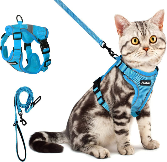 PetBonus Adjustable Cat Harness and Leash, Escape Proof Breathable Pet Vest Harnesses for Walking, Easy Control Reflective Leash and Harness Set Jacket for..