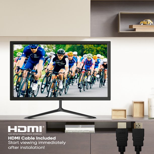 onn. 27" 1080p HDMI 60hz FHD Monitor, includes 6ft HDMI cable