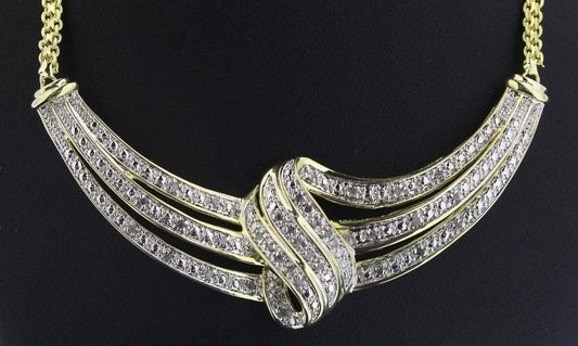 Beautiful 1/2ct Diamond Evening Necklace 14kt. Gold over Brass Necklace