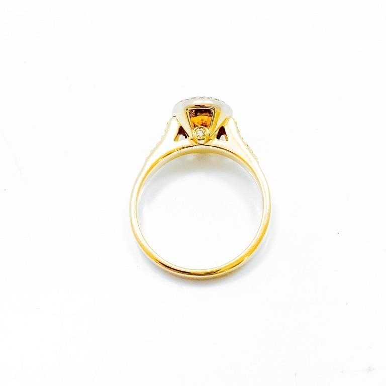 18k Yellow Gold 36 SI2 Natural Diamond and Citrine Halo Ring - Stunning!!!