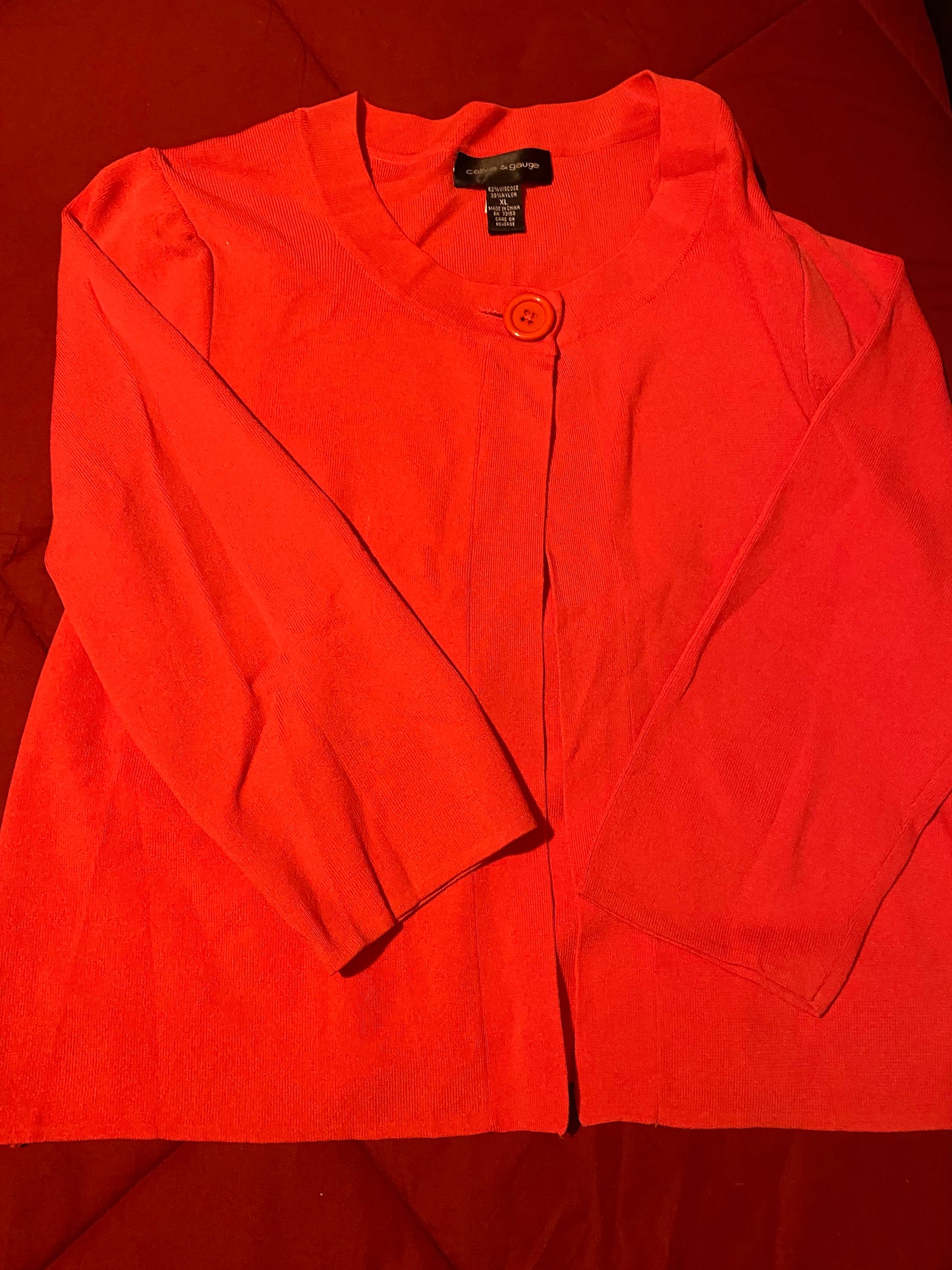 Cable & Gauge XL Short Shoulder Sweater 62% Viscose, 38% Nylon Orange/Red NWOT
