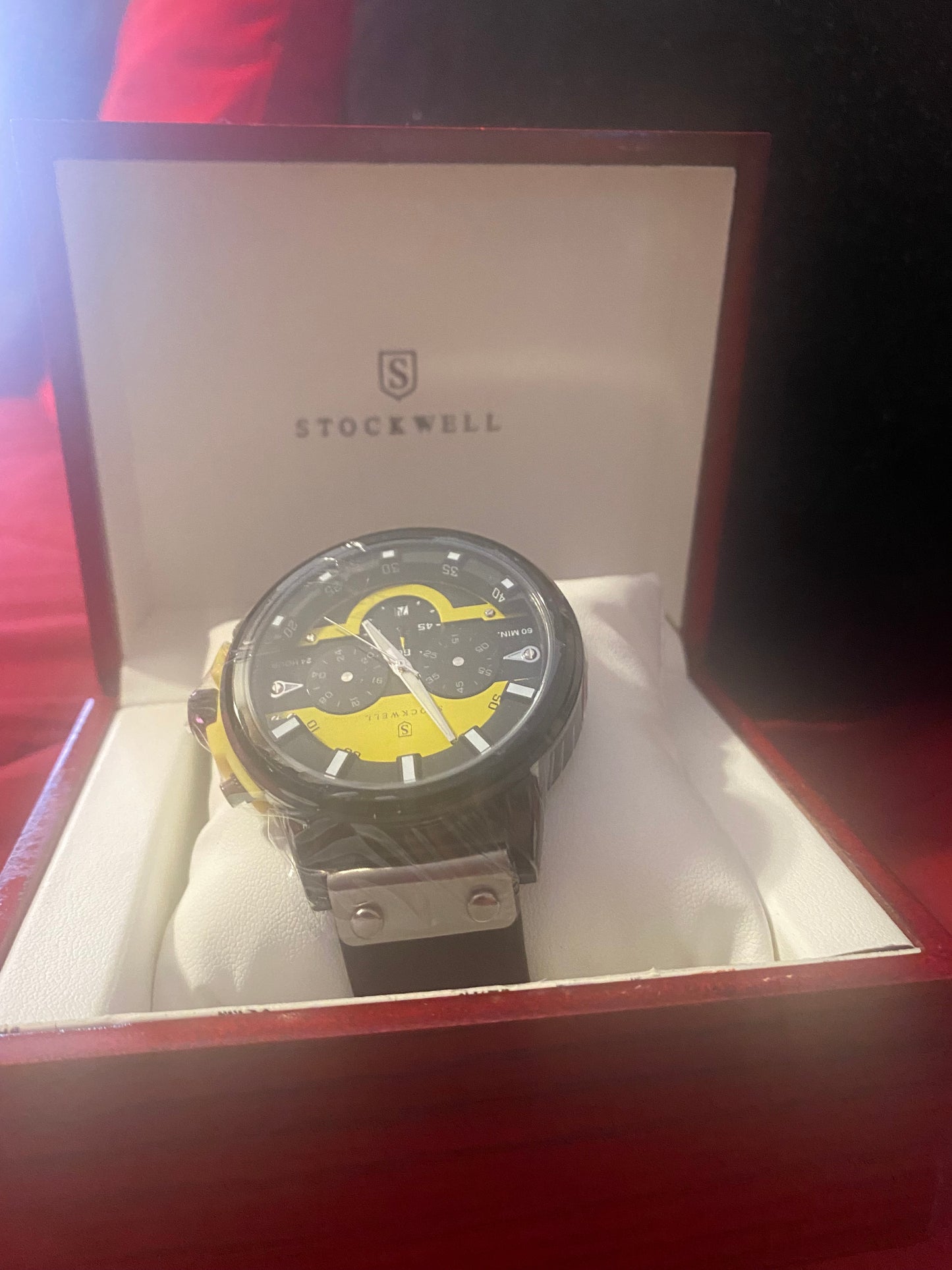 Stockwell Men's Chronograph Watch Limited Edition Motor Bike  Black & Yellow -New