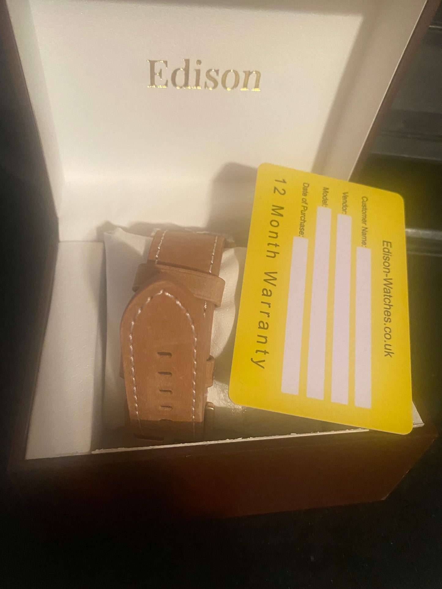 Edison Men Chronograph Watch, Rose Gold  w/Brown Strap-New