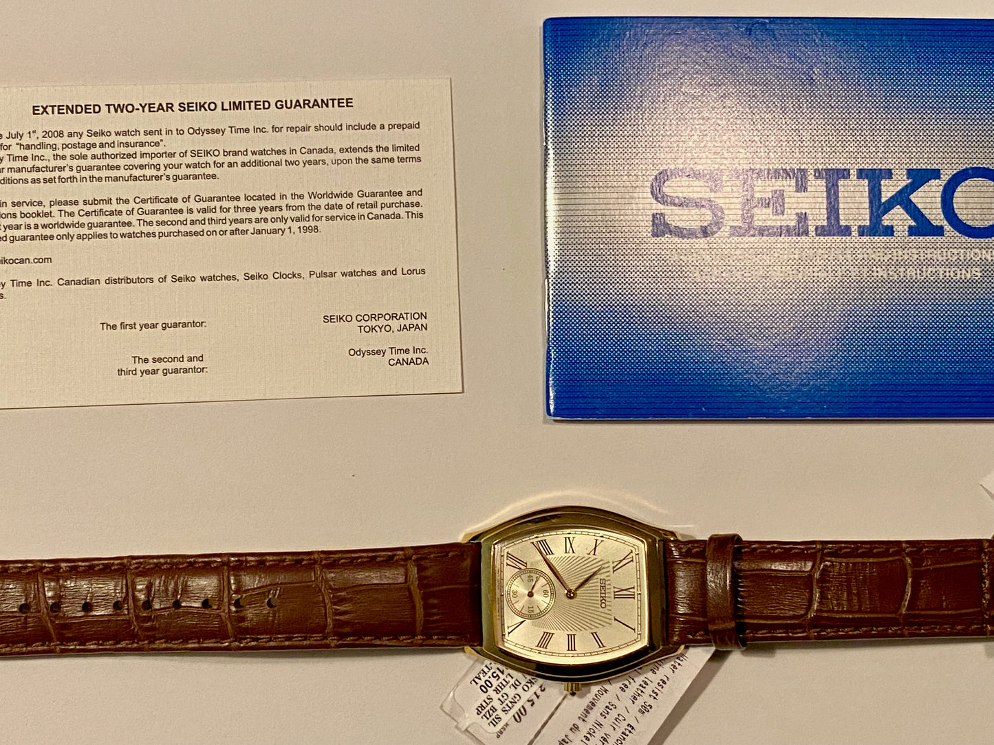 Men's SEIKO 6G28-00A0 Vintage Stainless Steel Japan Box Quartz Watch -Brand New