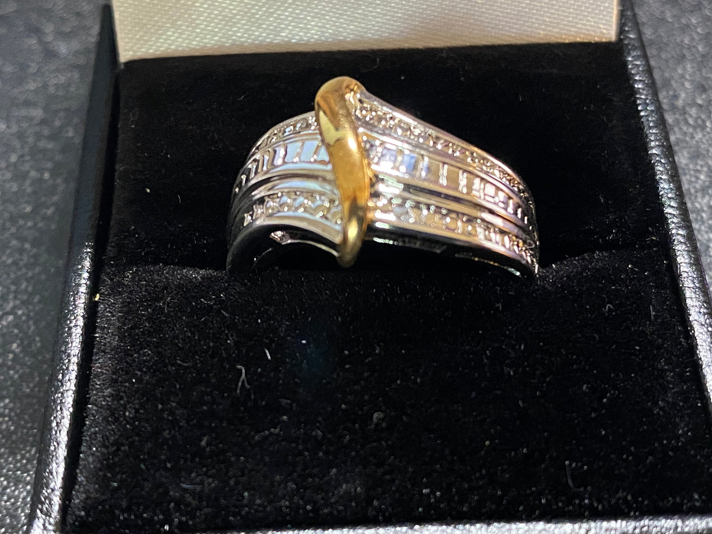 Marquise Accent Two Tone Dinner Ring Rhodium/Brass - Beautiful Piece