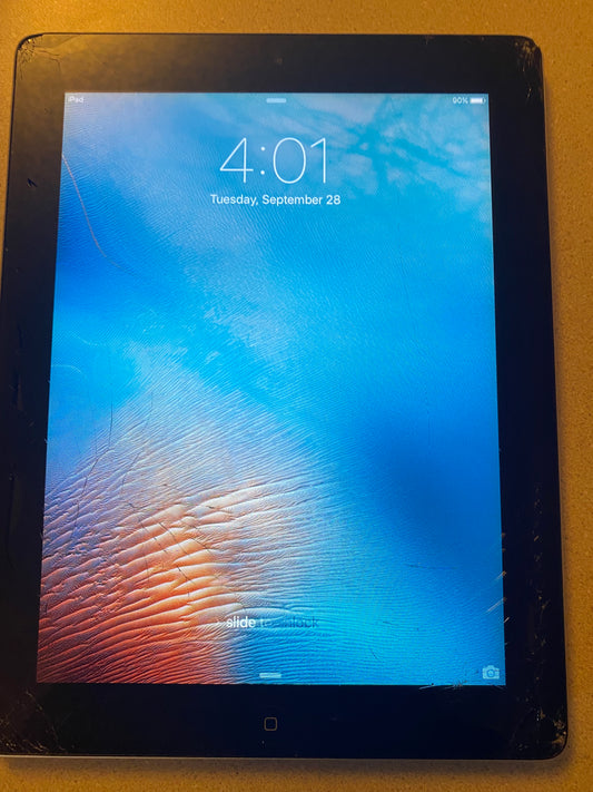 Apple iPad 2 A1395 32GB, Wi-Fi (Unlocked), 9.7in - Black - AS-IS Cracked Screen