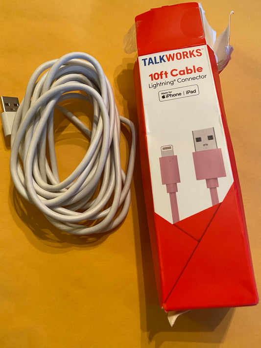 TalkWorks iPhone Charger Lightning Cable 10ft Long Heavy Duty Cord MFI Certified