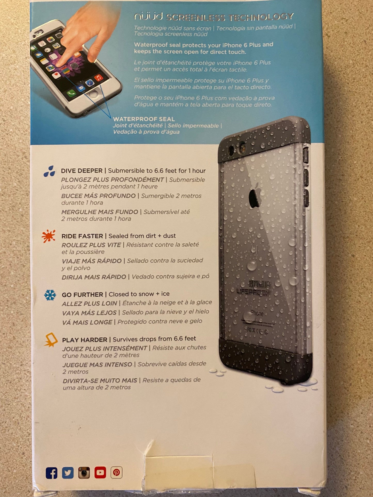 LifeProof iPhone 6 Plus Waterproof Case (5.5" Version)-Black - Damaged Box