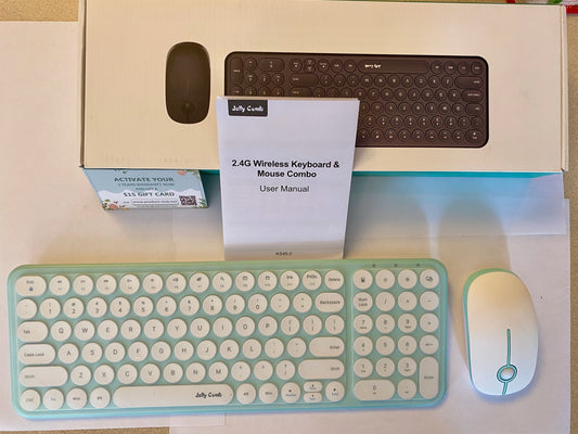 Jelly Comb Green 2.4G Slim Ergonomic Wireless Keyboard and Mouse Combo KS45-2