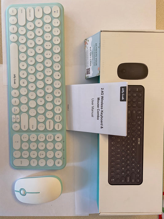 Jelly Comb Green 2.4G Slim Ergonomic Wireless Keyboard and Mouse Combo KS45-2