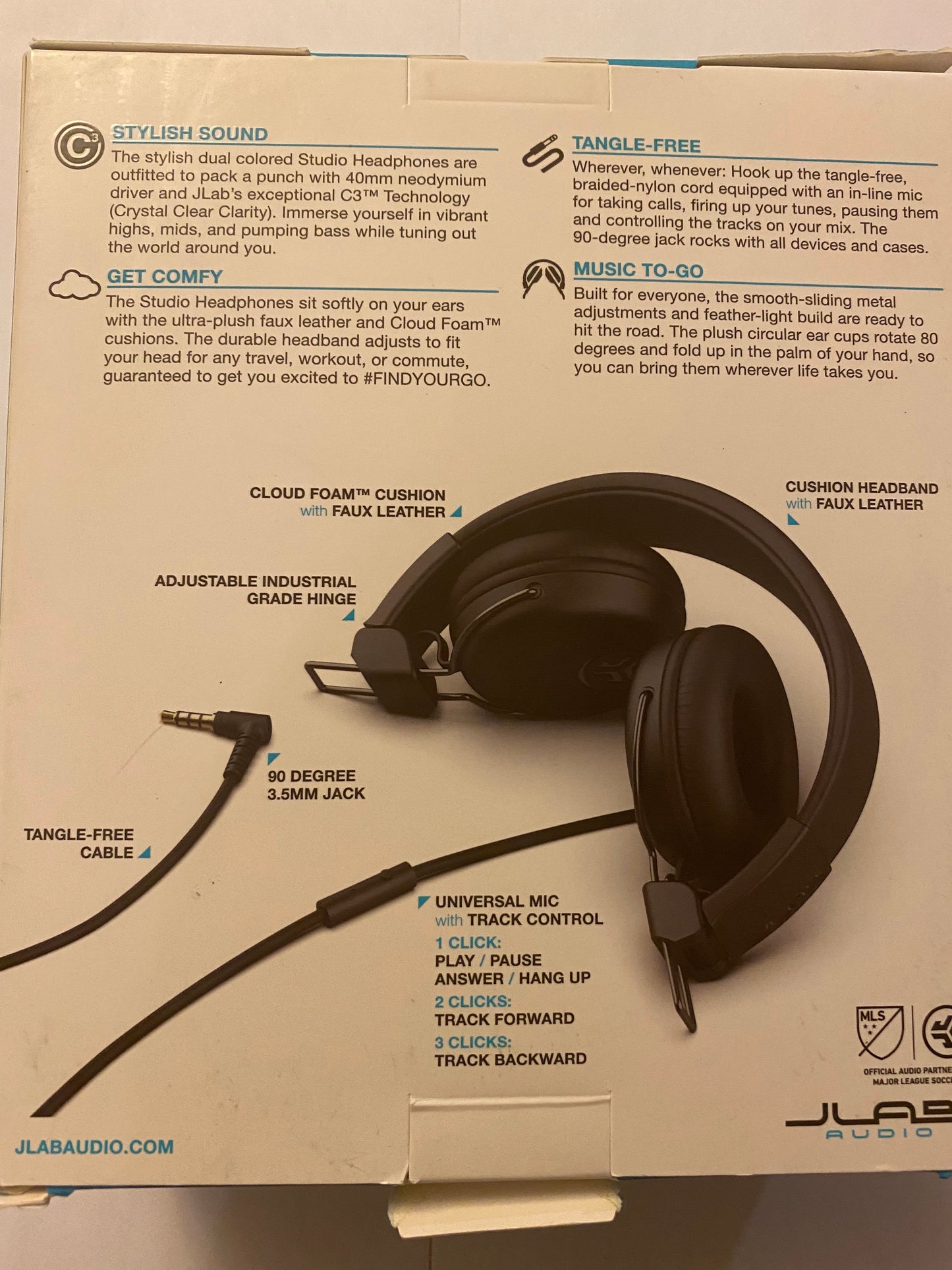 JLab Studio Wired On-Ear Headphones - Black - NEW. Open Box