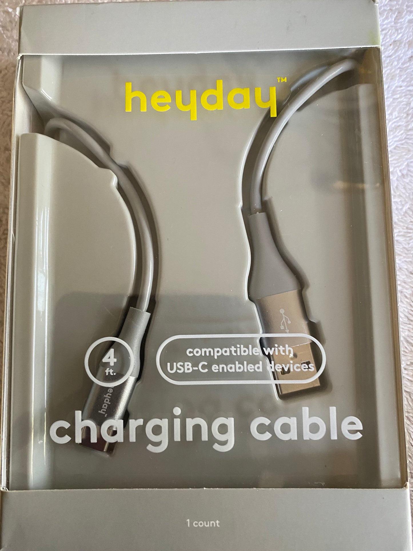heyday 4 Feet USB-A to Lightning Universal Charging cable or data - Open Box