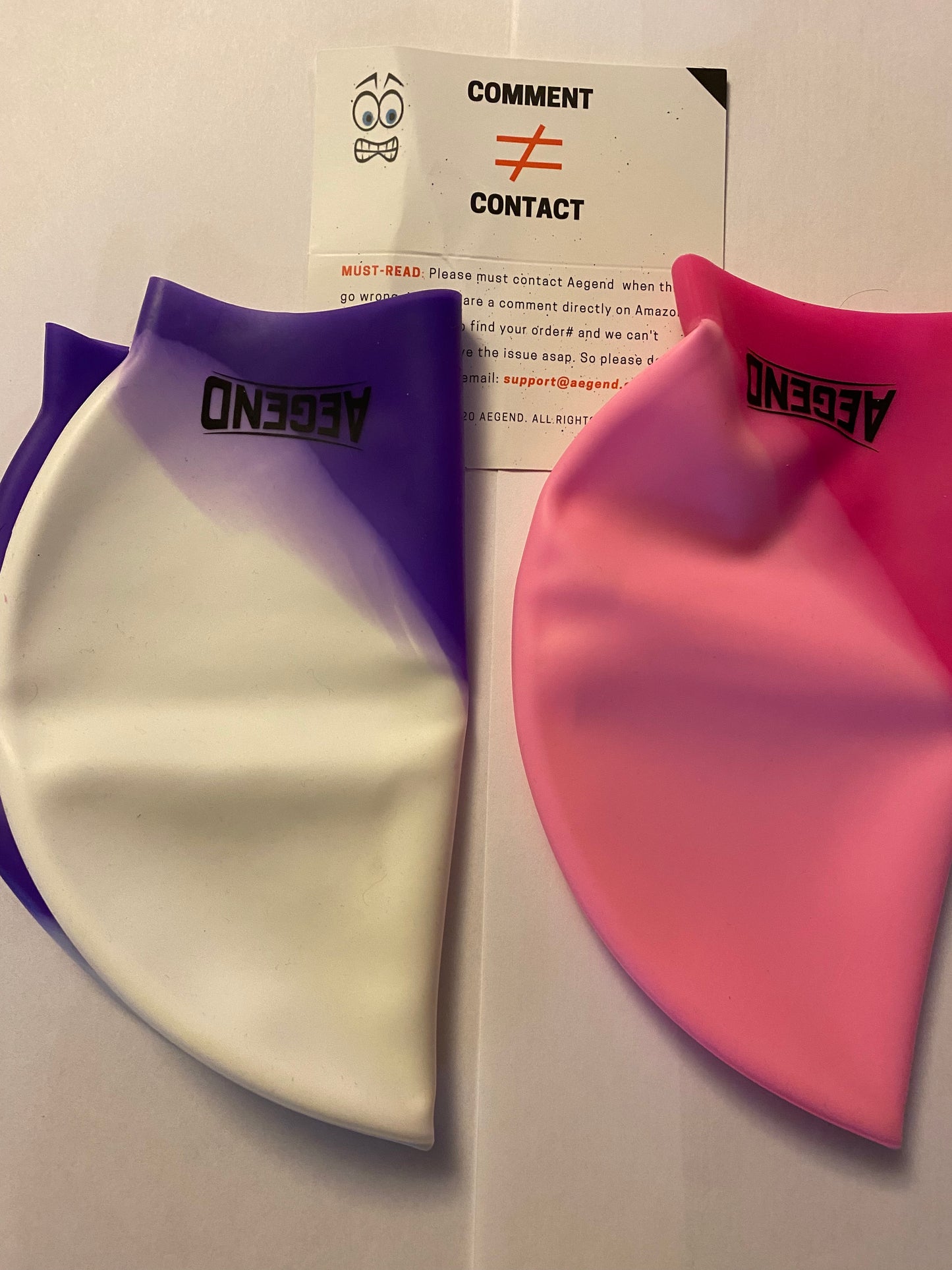 2 Pack Swim Cap for (Age 2-12), Durable Medium(age 4-8) Bright Purple & Pink