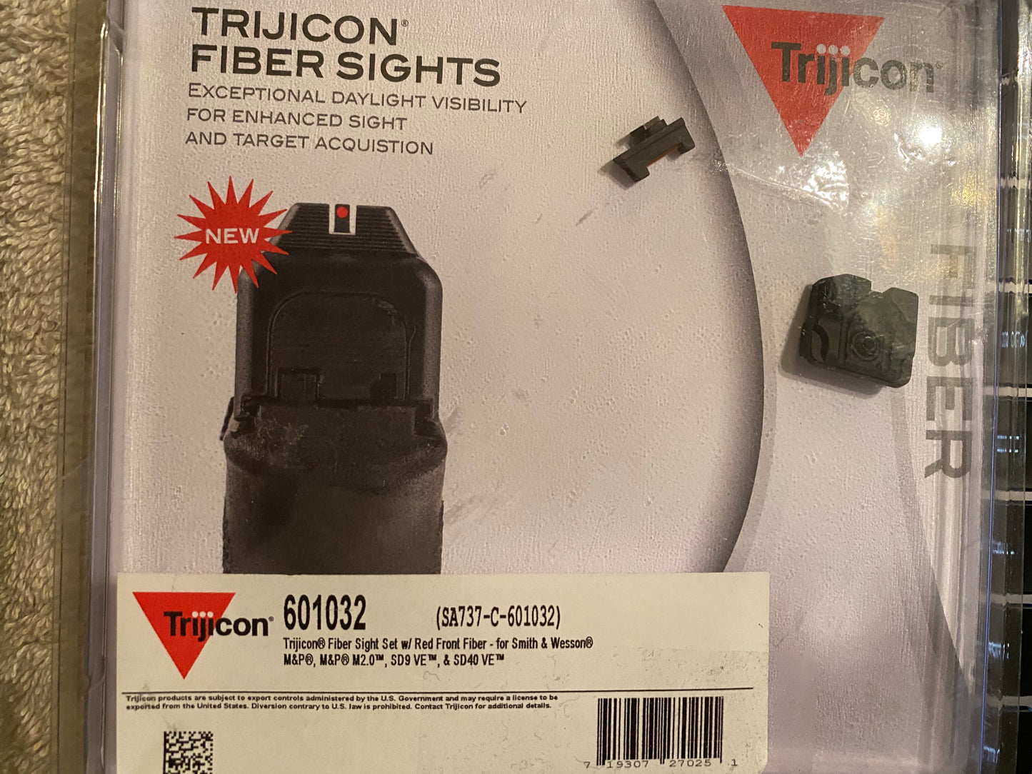Trijicon Fiber Sight Set Red for Smith & Wesson Pistols SA737-C-601032 Open Box