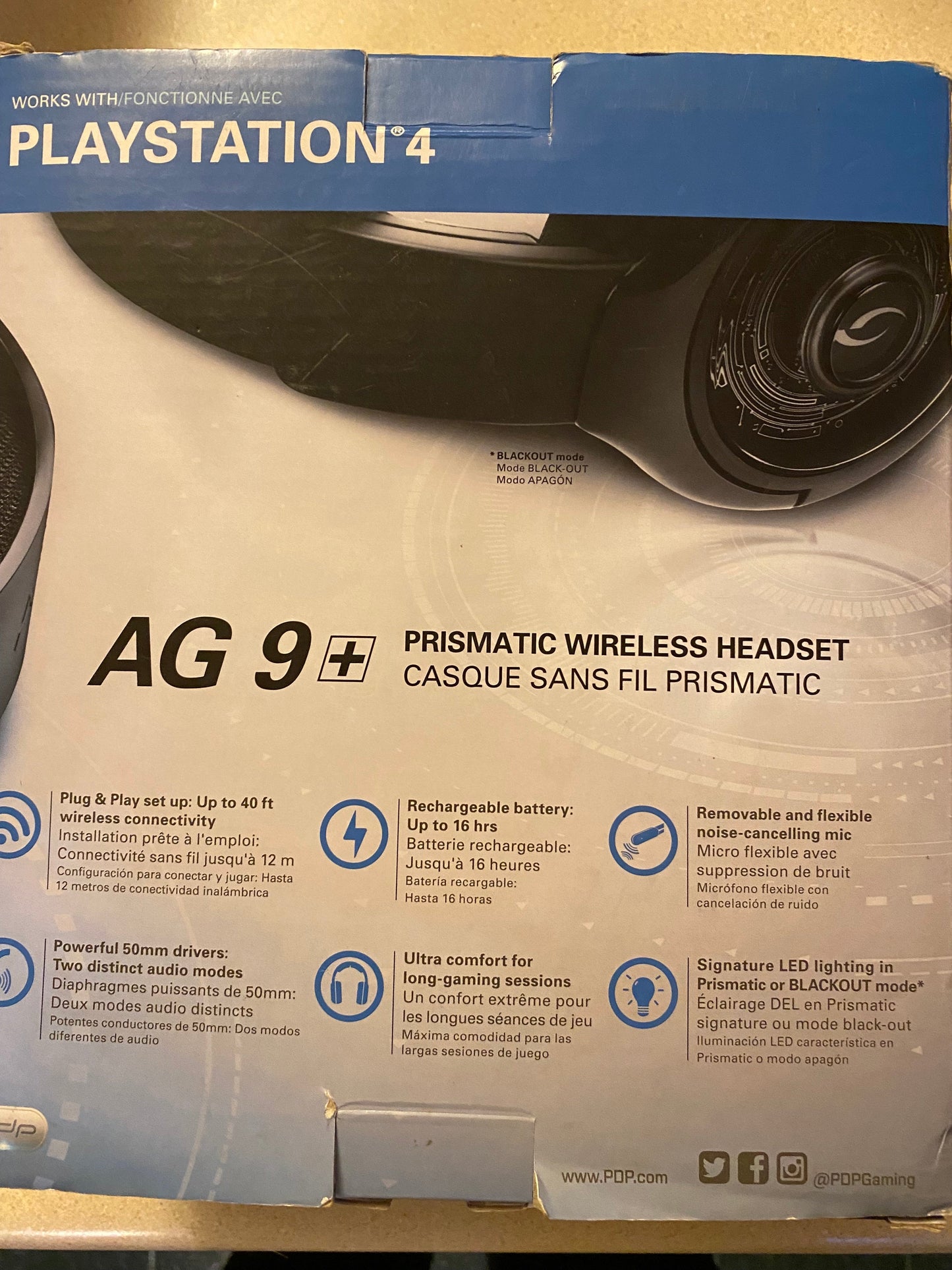 PDP Afterglow AG 9+ Prismatic Black Wireless Headset for PlayStation 4 - Open Box