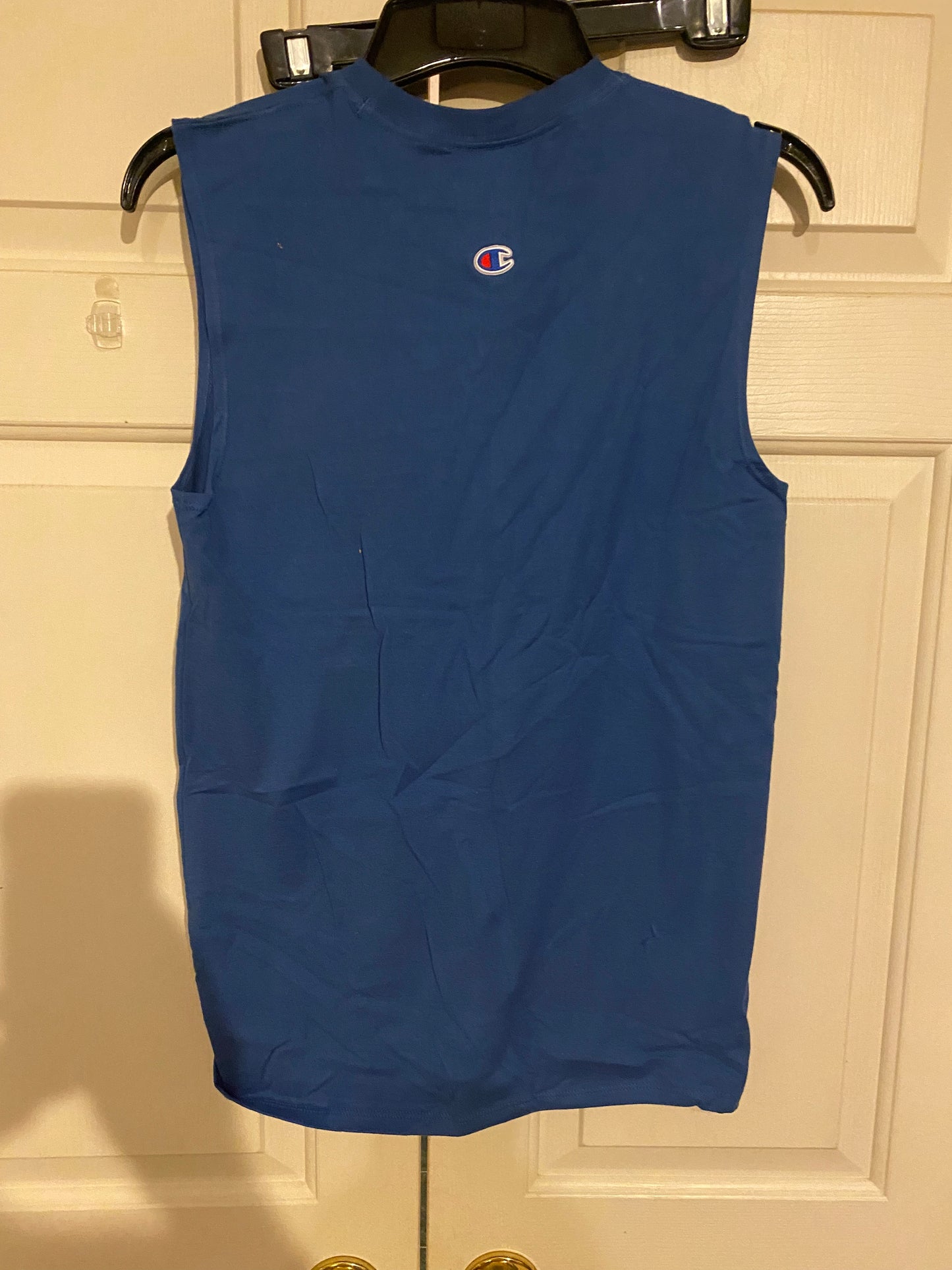 Men's CHAMPION LOGO GRAPHIC Blue Sleeveless MUSCLE Tee T Shirt Size Small