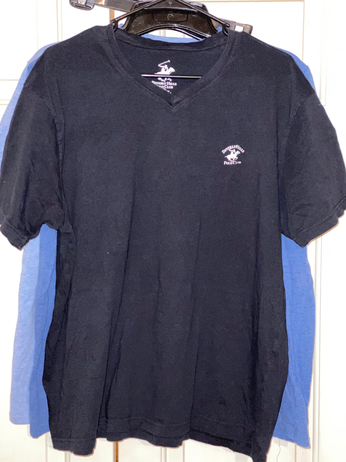 Beverly Hills Polo Club Mens XL X-Large Black V-Neck Short Sleeve T-shirt Logo