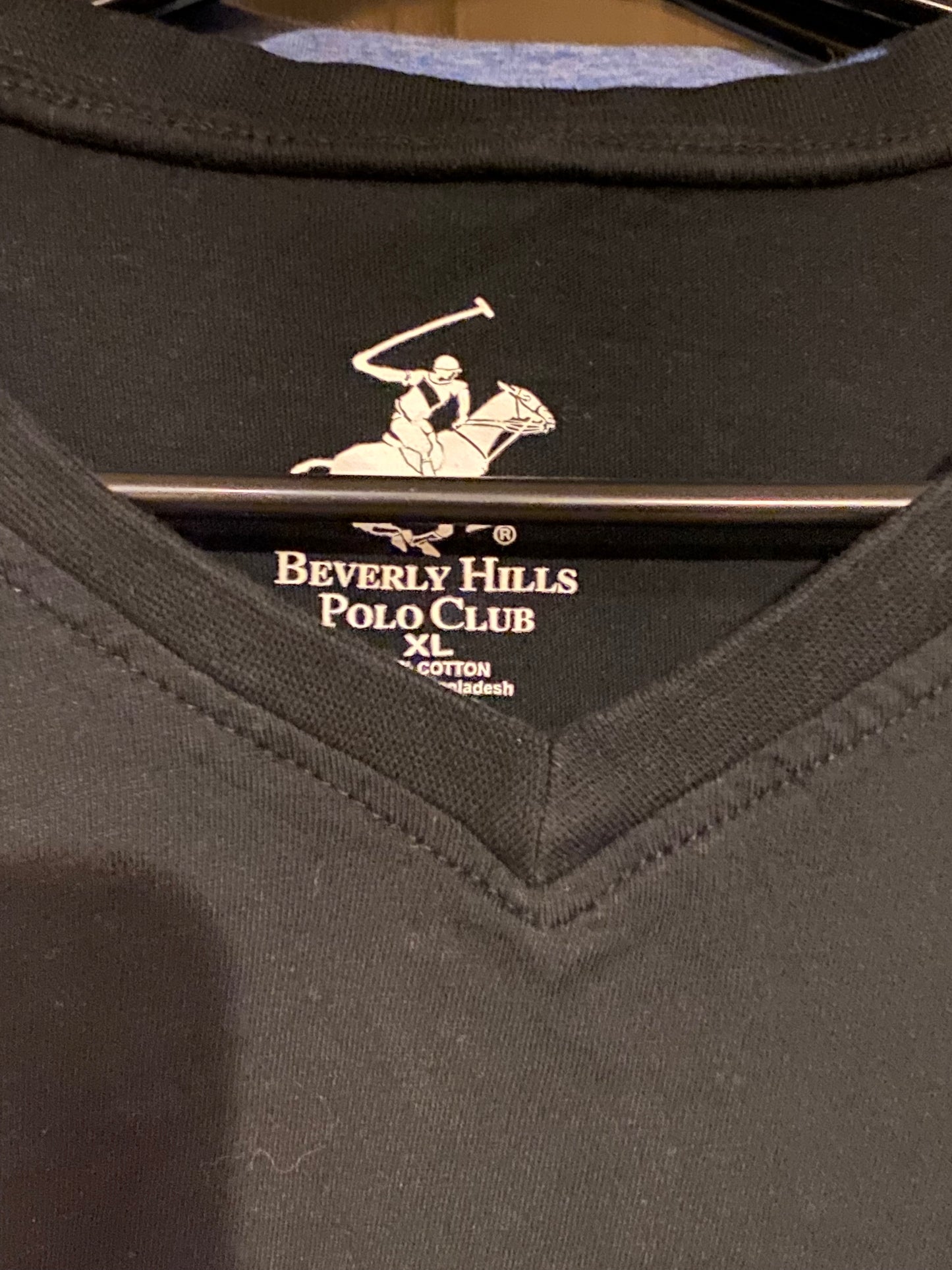 Beverly Hills Polo Club Mens XL X-Large Black V-Neck Short Sleeve T-shirt Logo