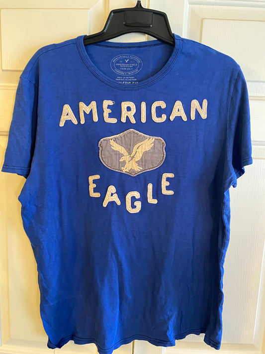 Men's American Eagle Outfitters Blue Short Sleeve T-Shirt Full Name Graphics XL
