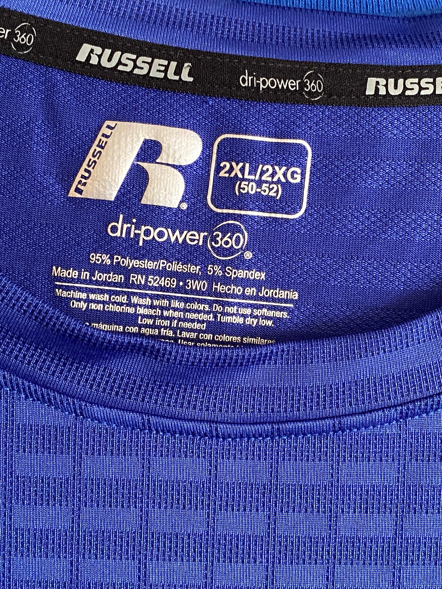 Russell Dri-Power 360 Active Fashion T-Shirt Size 2XL/2XG (50-52) Purple Blue