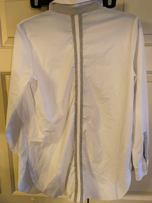 $109 LysseÂ© Women's White Long Sleeves Schiffer Button-Down Shirt Top Size Med.