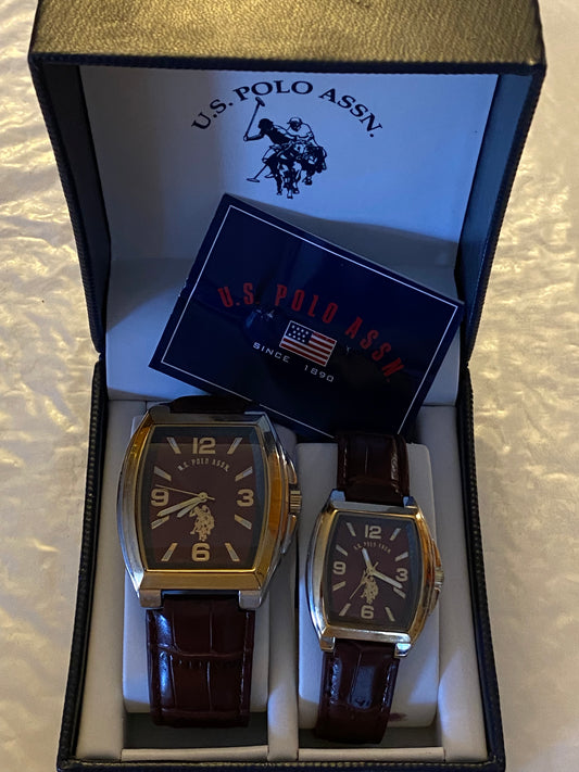 U.S. Polo ASSN HIS AND HERS SQUARE FACE WATCH SET