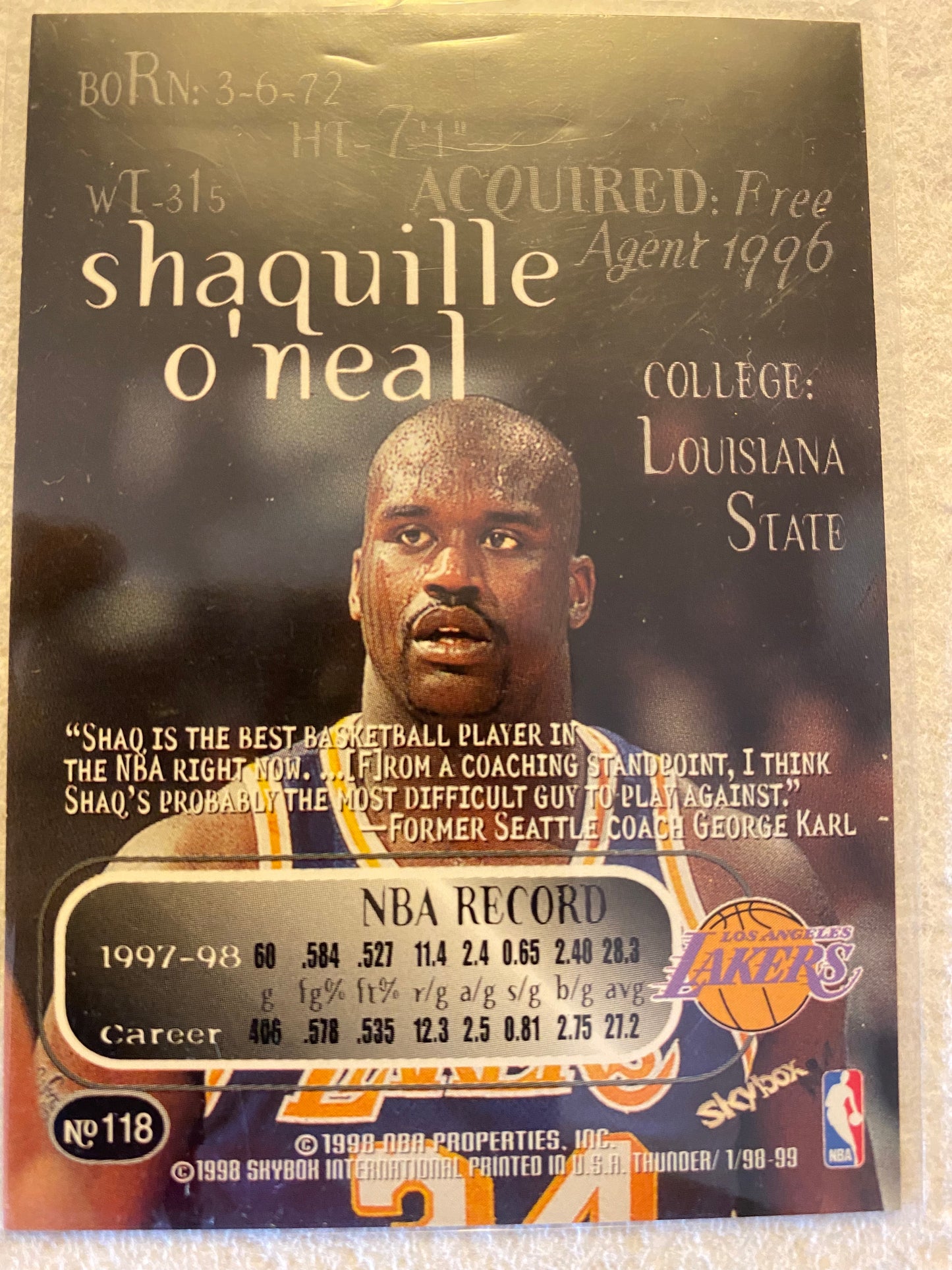 Shaquille O'Neil Sports Trading Cards