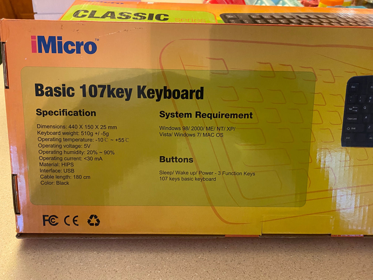 Micro KB-BL919EB Classic Series 107 Key Wired USB Keyboard