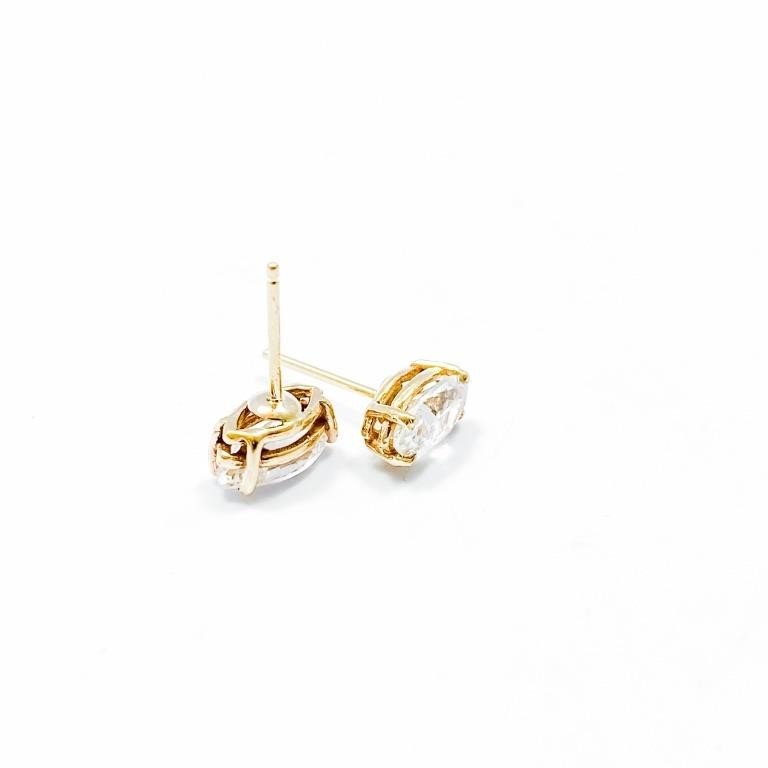 Marquise Diamante Stud Yellow Gold Earrings - High quality sparkling earrings.