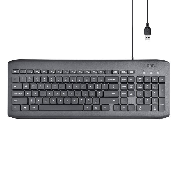 ONN USB Computer Keyboard with 104-Keys and 5 ft cord 100009052