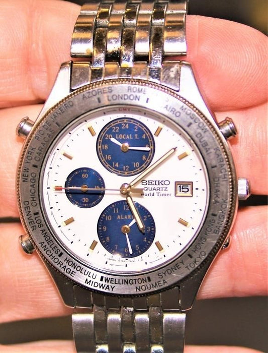 Seiko World Timer Watch 5T52 7A20