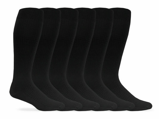 Jefferies Socks Mens Classic Nylon Rib Over the Calf Dress Socks 6 Pair Pack