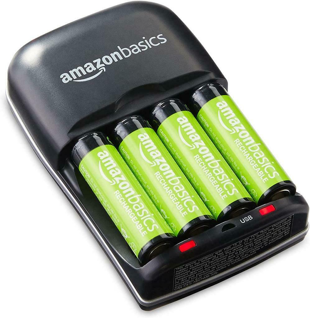 Amazon Basics Ni-MH AA & AAA Battery Charger W.USB Port for Rechargeable Battery