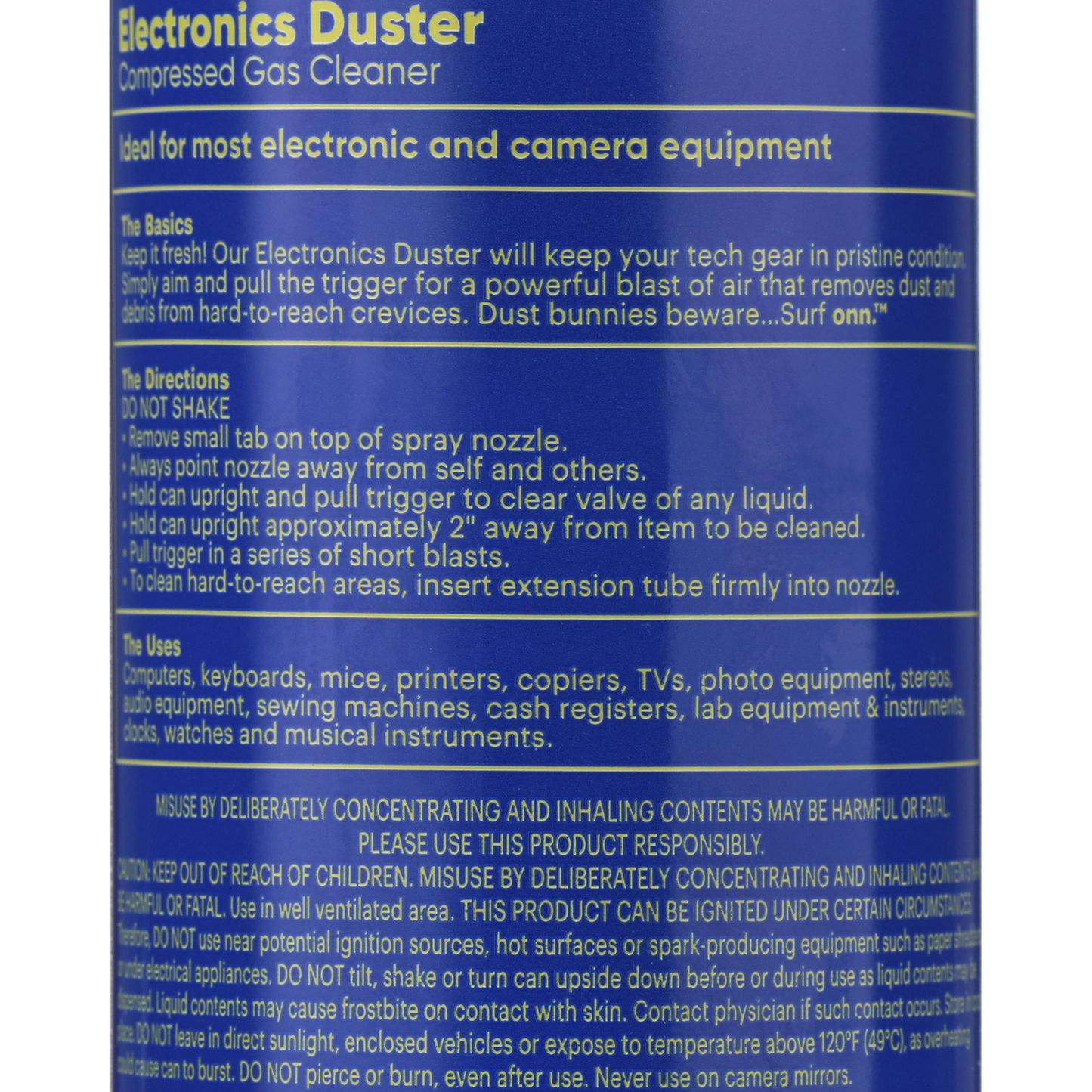 ONN Electronics Duster Compressed Gas Cleaner 100009082, 10 oz, 2 Pack
