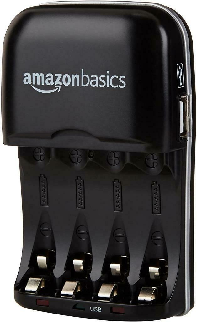 Amazon Basics Ni-MH AA & AAA Battery Charger W.USB Port for Rechargeable Battery