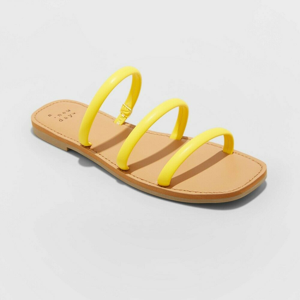 Women's Wren Triple Strap Sandals - A New Day Yellow