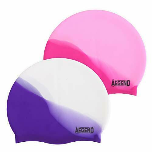2 Pack Swim Cap for (Age 2-12), Durable Medium(age 4-8) Bright Purple & Pink